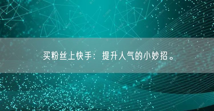 买粉丝上快手:提升人气的小妙招。
