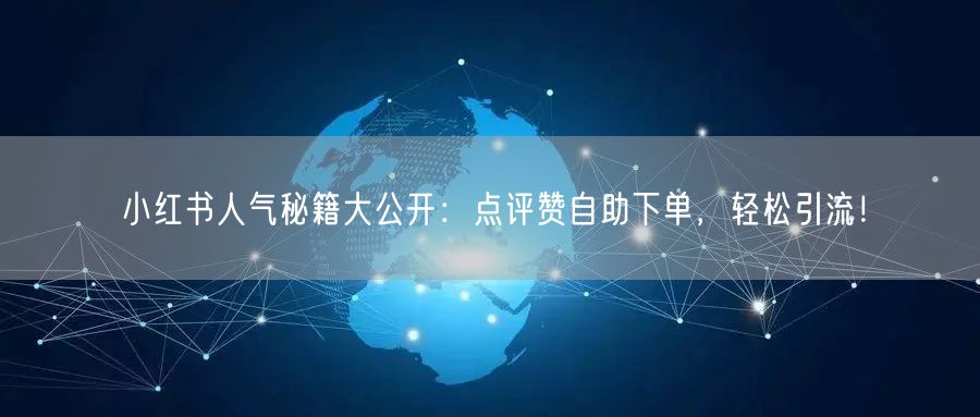 小红书人气秘籍大公开：点评赞自助下单，轻松引流！