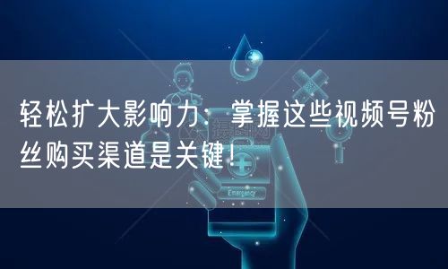 轻松扩大影响力:掌握这些视频号粉丝购买渠道是关键!