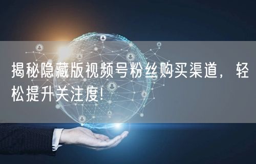 揭秘隐藏版视频号粉丝购买渠道，轻松提升关注度!