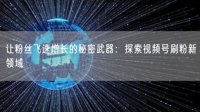 让粉丝飞速增长的秘密武器：探索视频号刷粉新领域